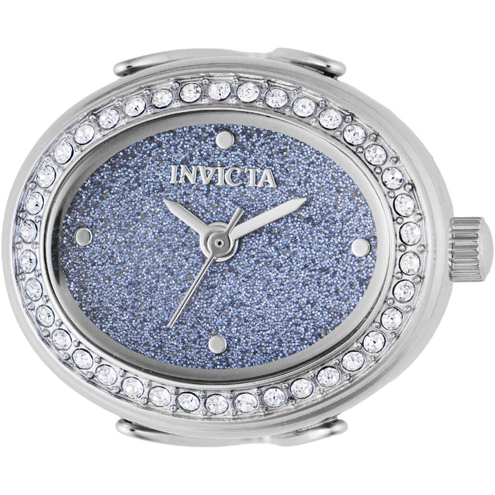 Invicta Mini Crystal Ring Watch Blue Glitter Dial Silver Tone - Picture 5 of 11